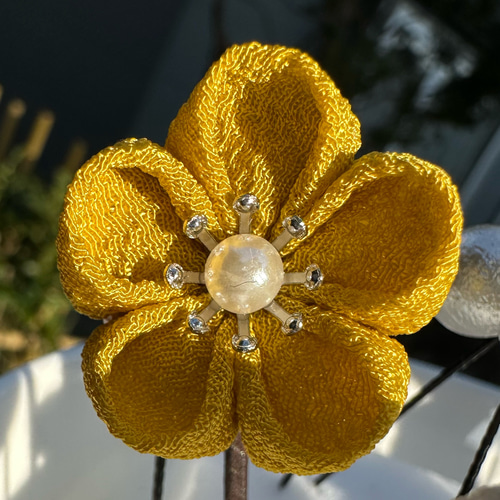 つまみ細工髪飾り 【受注制作】一輪つまみ細工 Uピン 卒業式 和装