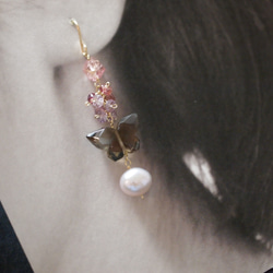 スモーキークォーツの蝶とピンクトルマリンのピアス 10枚目の画像
