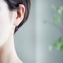 14KGF 超顯色！紫水晶素色梨形切割耳環 ~Violetta 第3張的照片