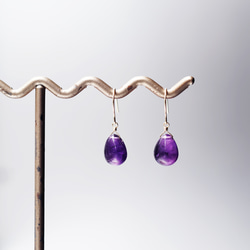 K10/K18 極好的著色！紫水晶純梨形切割耳環 ~ Violetta 第8張的照片