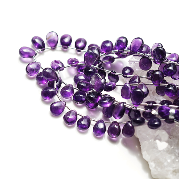 14KGF 超顯色！紫水晶素色梨形切割耳環 ~Violetta 第4張的照片