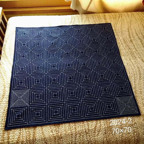 正藍染め刺し子風呂敷 枡刺し模様 その他インテリア雑貨