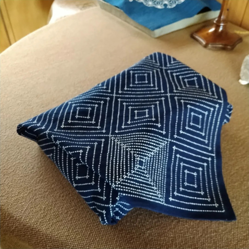 正藍染め刺し子風呂敷 枡刺し模様 その他インテリア雑貨 aokiko