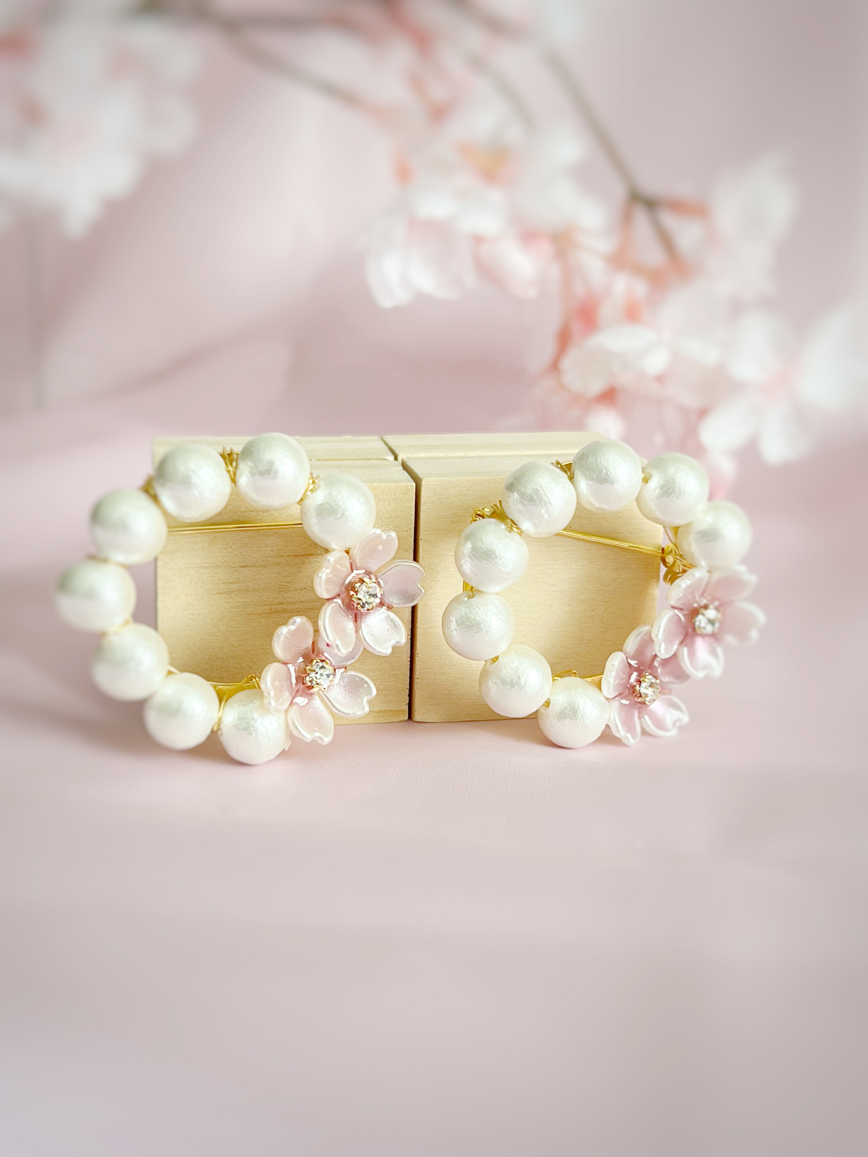 Creema限定新春福袋〈梅〉コットンパールと桜のサークルブローチ　コサージュ　送料無料　親子セット