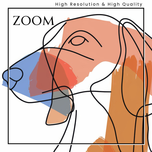 【犬と線 - ダックスフンド犬 No.1】モダンアートポスター ラインアート 犬の絵 犬の絵画 犬のイラスト 3枚目の画像