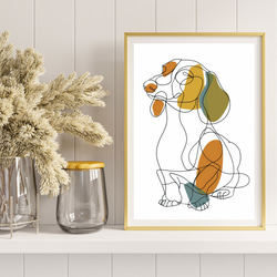 【犬と線 - ダックスフンド犬 No.2】モダンアートポスター ラインアート 犬の絵 犬の絵画 犬のイラスト 8枚目の画像