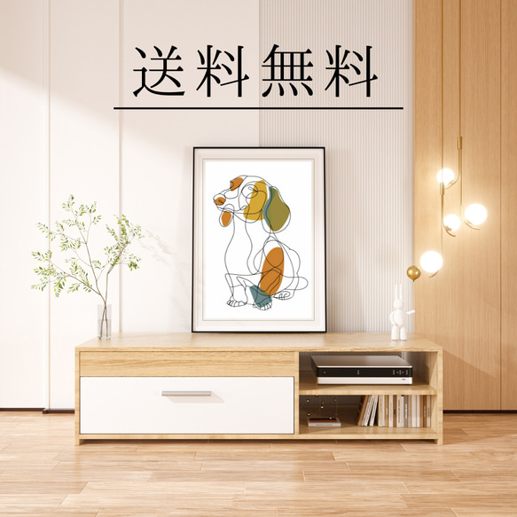 【犬と線 - ダックスフンド犬 No.2】モダンアートポスター ラインアート 犬の絵 犬の絵画 犬のイラスト 4枚目の画像