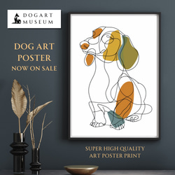 【犬と線 - ダックスフンド犬 No.2】モダンアートポスター ラインアート 犬の絵 犬の絵画 犬のイラスト 1枚目の画像