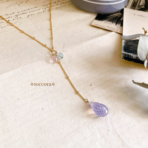 天然石と14kgfꕤ*.Y字ペンダントトップチャーム〜スコロライト