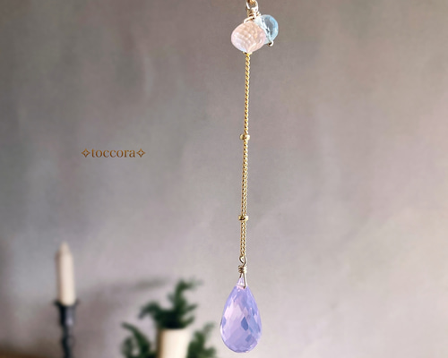 天然石と14kgfꕤ*.Y字ペンダントトップチャーム〜スコロライト