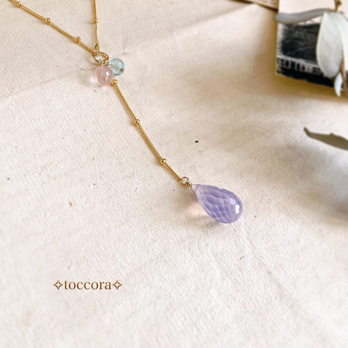 天然石と14kgfꕤ*.Y字ペンダントトップチャーム〜スコロライト