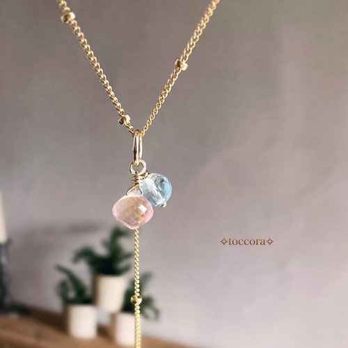 天然石と14kgfꕤ*.Y字ペンダントトップチャーム〜スコロライト