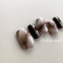 地層ネイル　ニュアンスネイル　天然石ネイル　大人ネイル　シックネイル　春ネイル　個性派ネイル 1枚目の画像