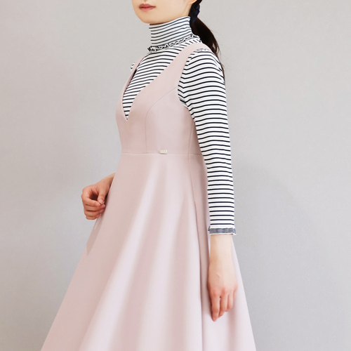 きちんとした場面にも◎】Vネック エレガントジャンパースカート