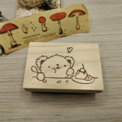 消しゴムはんこ♪　108　ふわふわくまちゃんとプリン　くま　スタンプ　はんこ　スイーツ 1枚目の画像