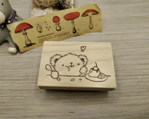 消しゴムはんこNo.469 モフモフくまちゃん とクリスマスカフェ