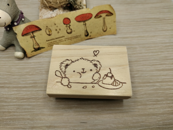 消しゴムはんこ♪　108　ふわふわくまちゃんとプリン　くま　スタンプ　はんこ　スイーツ 1枚目の画像