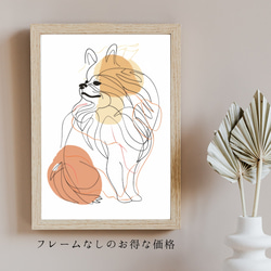 【犬と線 - ポメラニアン犬 No.2】モダンアートポスター ラインアート 犬の絵 犬の絵画 犬のイラスト 5枚目の画像