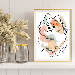 【犬と線 - ポメラニアン犬 No.3】モダンアートポスター ラインアート 犬の絵 犬の絵画 犬のイラスト 8枚目の画像