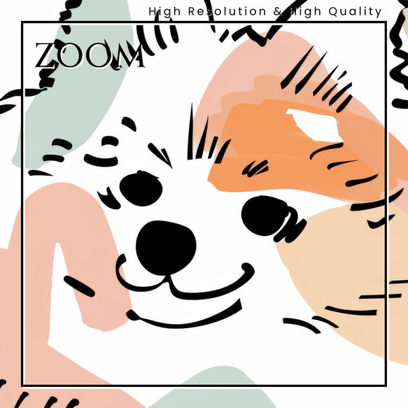 【犬と線 - ポメラニアン犬 No.3】モダンアートポスター ラインアート 犬の絵 犬の絵画 犬のイラスト 3枚目の画像
