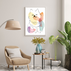 【犬と線 - ポメラニアン犬 No.4】モダンアートポスター ラインアート 犬の絵 犬の絵画 犬のイラスト 7枚目の画像
