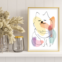 【犬と線 - ポメラニアン犬 No.4】モダンアートポスター ラインアート 犬の絵 犬の絵画 犬のイラスト 8枚目の画像