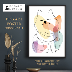 【犬と線 - ポメラニアン犬 No.4】モダンアートポスター ラインアート 犬の絵 犬の絵画 犬のイラスト 1枚目の画像