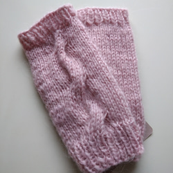 手編みのハンドウォーマー　くすみピンク 1枚目の画像