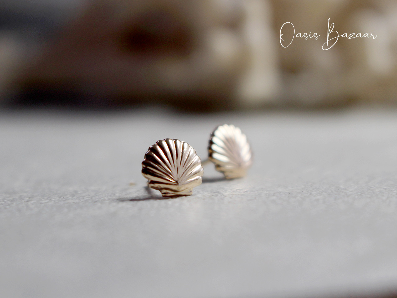 14KGF シェル /  スターフィッシュ ヒトデ 貝 / 貝殻 ピアス　＊スタッドピアス