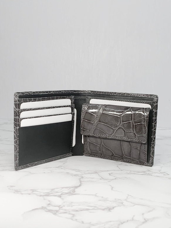 日本製　上質　クロコダイル　財布　ミドルウォレット　札入れ　エキゾチックレザー 9枚目の画像