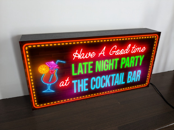 【Lサイズ】カクテルバー ナイトパーティー 宴会 スナック パブ BAR 酒 ランプ 看板 置物 雑貨 ライトBOX 4枚目の画像