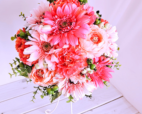 ウェディングブーケ　ブートニア付 Tata8】ウェディングブーケ/ブートニアセット 胡蝶蘭 白無垢