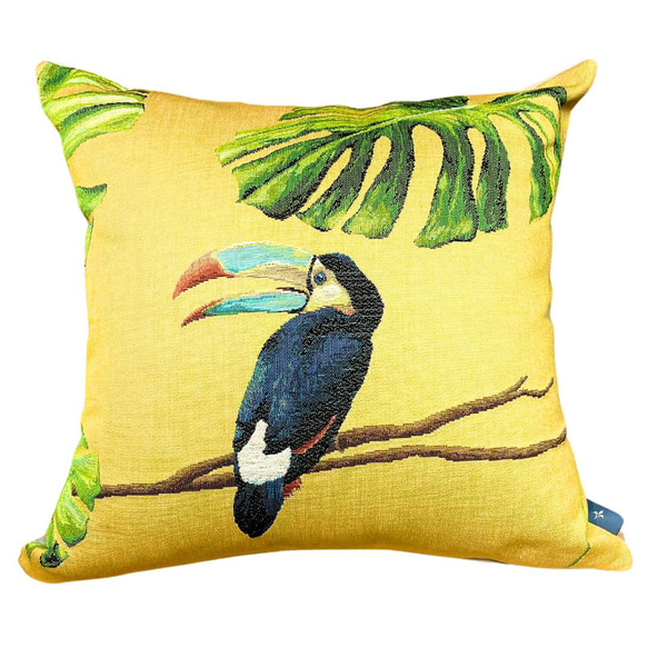 フランス製ゴブリン織クッションカバー - オオハシ（イエロー） フランス製ゴブリン織クッションカバー オオハシ（イエロー） JS1322930004(10140円)