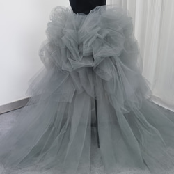 送料無料！カラードレス  アシメドレス ブルーグレー ベアトップ  チュールスカート  前撮り 2枚目の画像