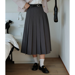 プリーツスカート　シンプルプリーツスカート　グレーとカーキ2色　裏地付きS-XL　S220 14枚目の画像