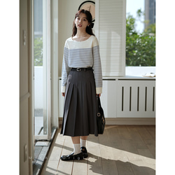 プリーツスカート　シンプルプリーツスカート　グレーとカーキ2色　裏地付きS-XL　S220 11枚目の画像