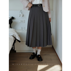 プリーツスカート　シンプルプリーツスカート　グレーとカーキ2色　裏地付きS-XL　S220 10枚目の画像