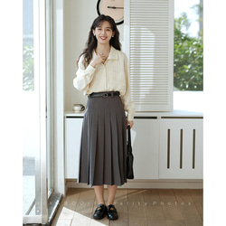 プリーツスカート　シンプルプリーツスカート　グレーとカーキ2色　裏地付きS-XL　S220 16枚目の画像