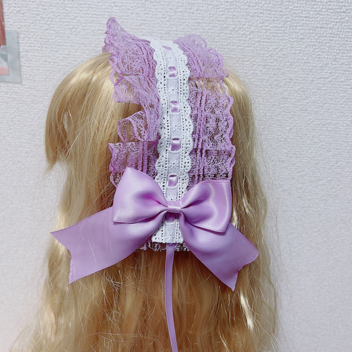 ハンドメイド ラベンダーカラー ヘッドドレス ロリータ ヘッド