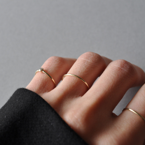 K10】Natural Diamond ‎Pinky Ring ナチュラルダイヤモンド