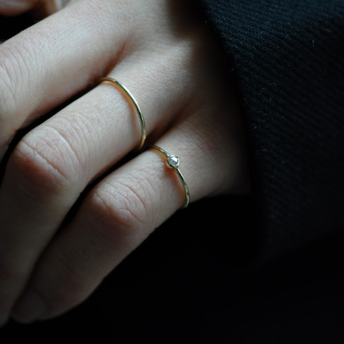 K10】Natural Diamond ‎Pinky Ring ナチュラルダイヤモンド