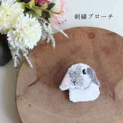 うさぎ図鑑】背中で語るネザーランドドワーフ／刺繍ブローチ その他