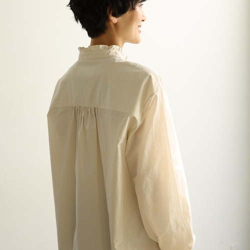 印象的レース入りブラウス シャツブラウス オーガニックコットン100