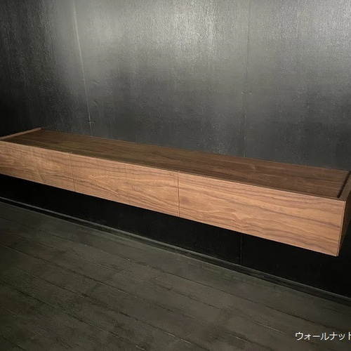 ハンドメイド　テレビボード ウォルナット テレビボード 無垢 ダークウォルナット色 ガラス扉 真鍮取っ手 横