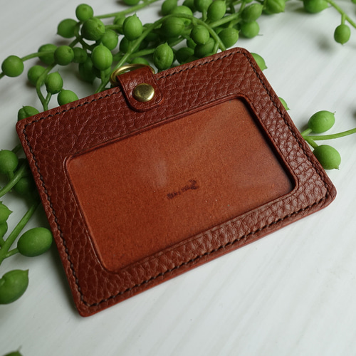 IDケース 本革【ブラウン】 社員証 パスケース・定期入れ smile