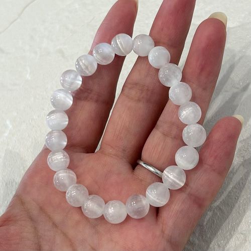 天然石ブレスレット353◇セレナイト 透石膏 キャッツアイ ブレスレット