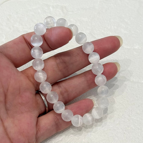 天然石ブレスレット353◇セレナイト 透石膏 キャッツアイ ブレスレット