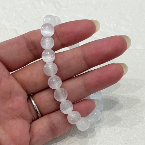 天然石ブレスレット353◇セレナイト 透石膏 キャッツアイ ブレスレット