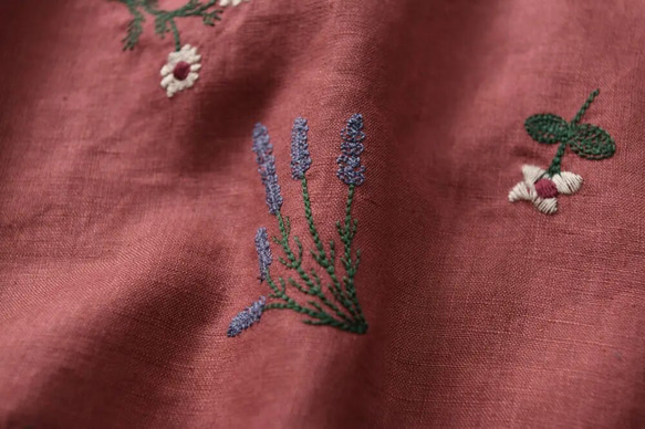 リネン100%トップス 刺繍 ブラウス 13枚目の画像