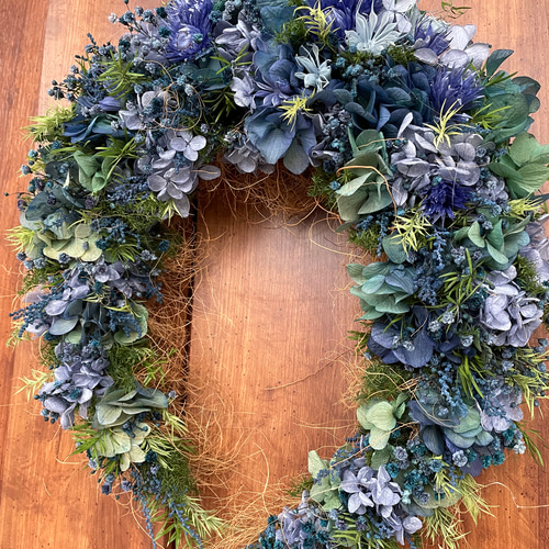 ハンドメイド プリザーブドスワッグ 馬蹄リース